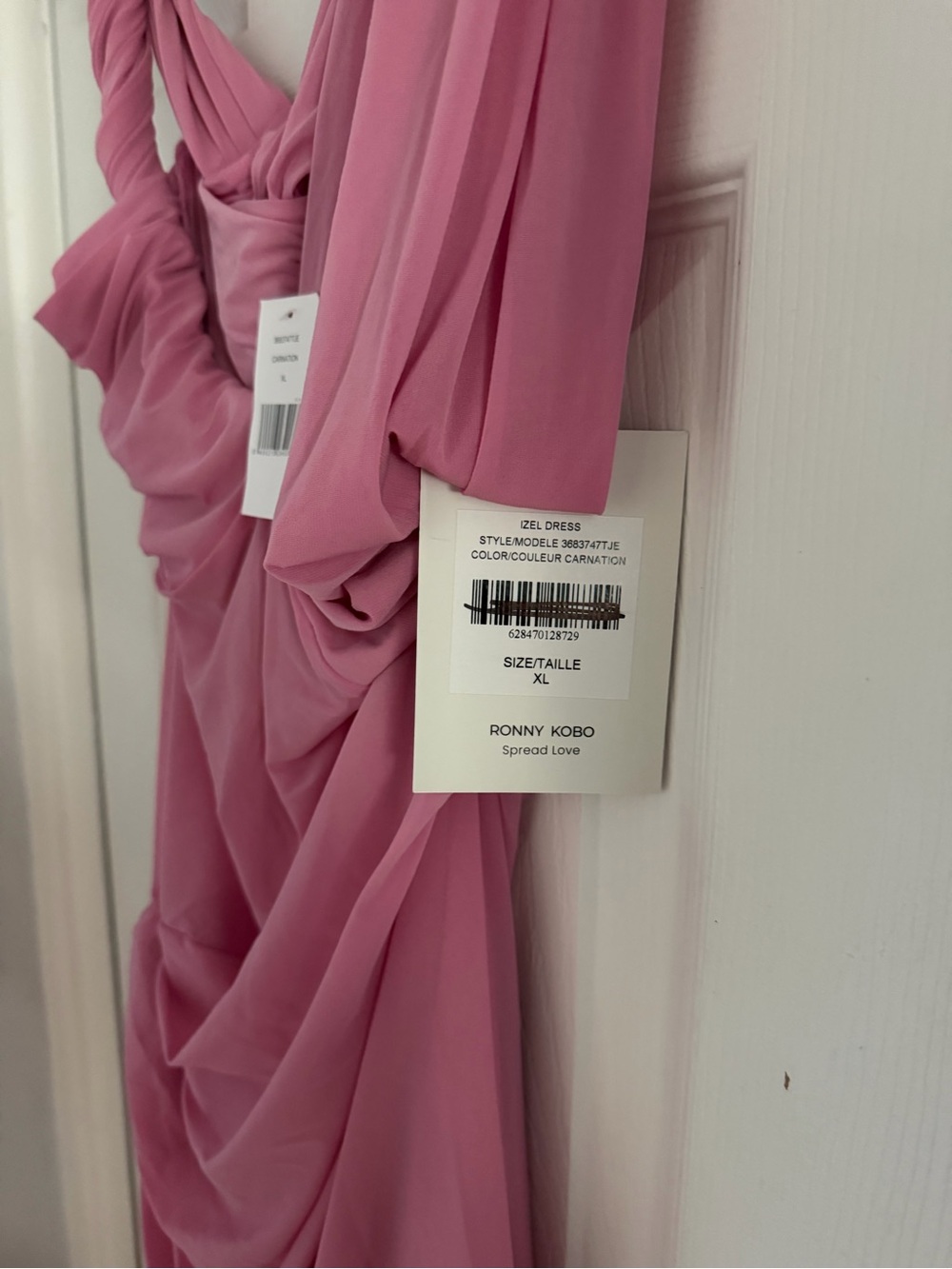 Ronny Kobo Collection Pink Asymmetrical Draped Cocktail Dress - Picture 3 of 4